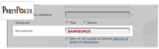 Party Poker Bonuskoodi