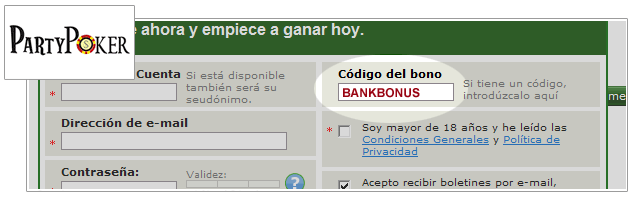 Código de Bono de Party Poker