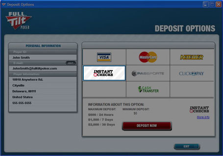 Full Tilt eCheck Deposit Option