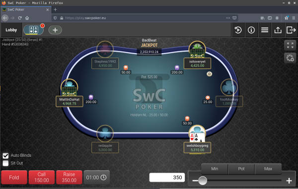 Screenshot Of SwC Poker In Firefox