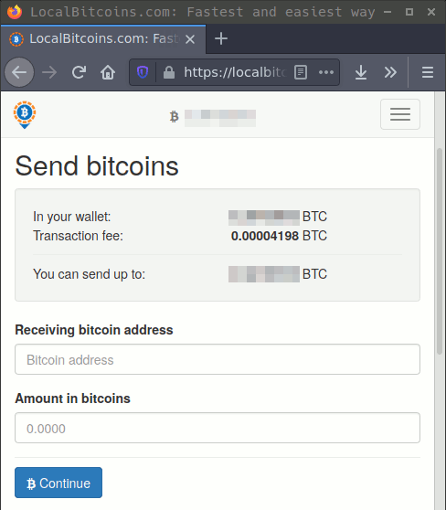 LocalBitcoin Withdraw Screenshot