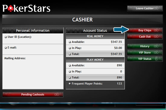 PokerStars Cashier