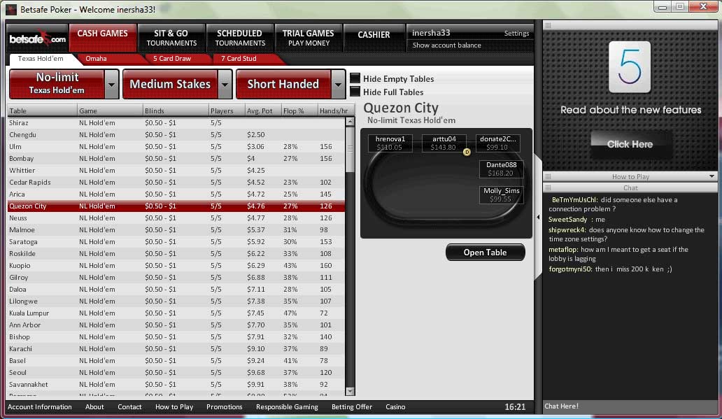 Betsafe Poker Lobby