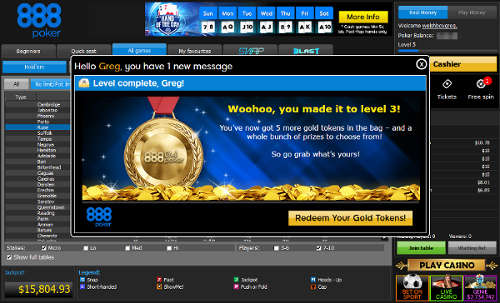 888 Poker Popup Annoyance Screenshot