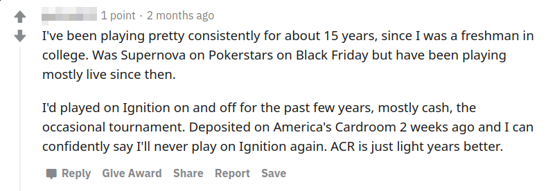 Americas Cardroom Comment From Reddit