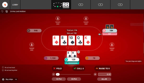 Screenshot of Ignition Poker Table