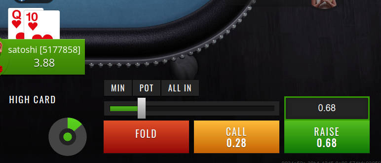 Screenshot of the bet slider from the Nitrogen Poker tables.