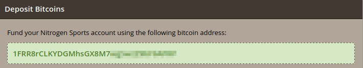 Screenshot of the bitcoin deposit option in the cashier.