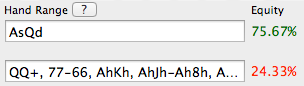 AsQd v.s Villain's Range Equity